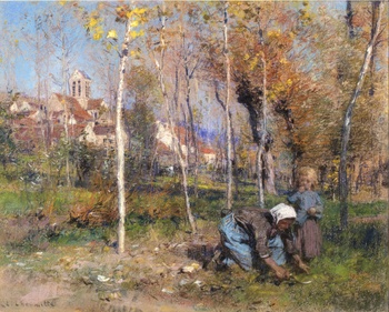 Vue de Chartèves à l'Automne ou Les Derniers beaux jours, 1887-89 by Léon Augustin Lhermitte (French, 1844 - 1925)