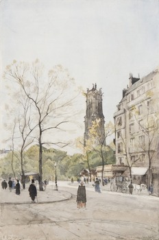 Vue de l’Avenue Victoria, Paris, ca. 1891 by Henri-Joseph Harpignies (French, 1819 - 1916)