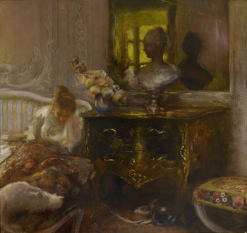 Woman Embroidering by Gaston la Touche (French, 1854 - 1913)