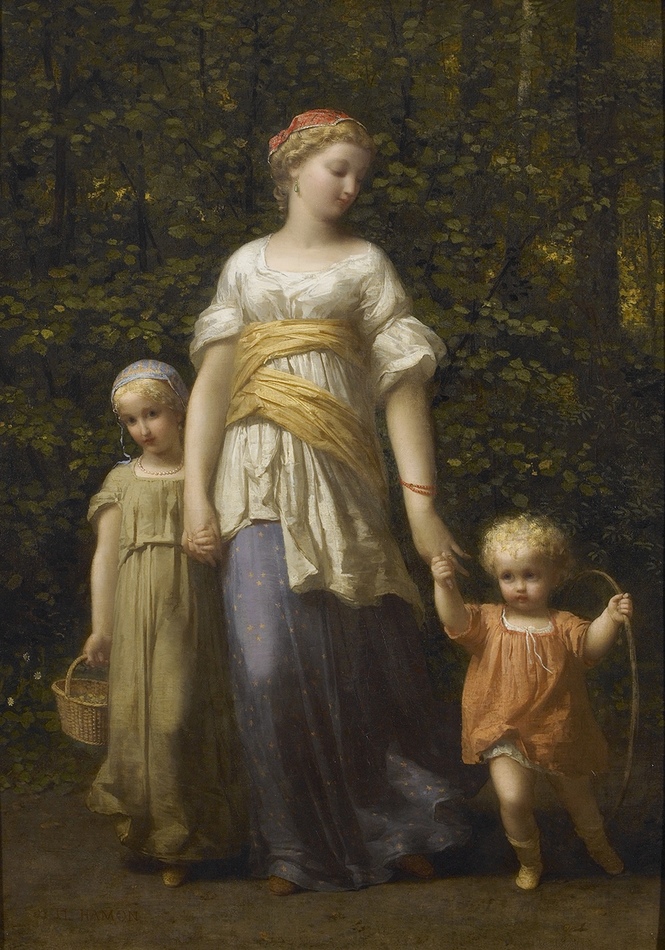 Promenade avec les Enfants  by Jean Louis Hamon (French, 1821 - 1874)