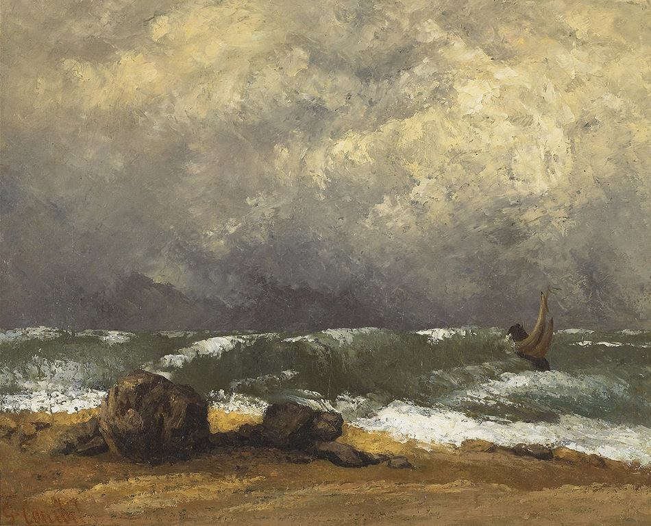 Channel Coast in Stormy Weather, 1869-70 di Gustave Courbet (francese, 1819 - 1877)