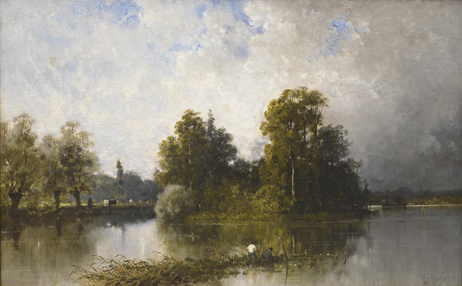Fishing in the Pond by Eugène Cicéri (French, 1813 - 1890)