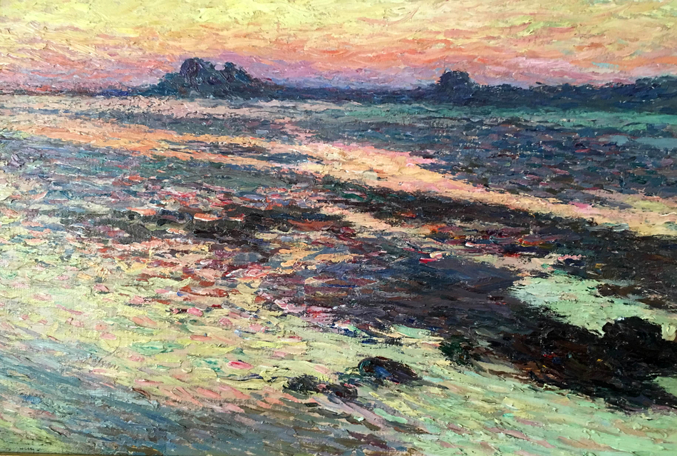 Rochers sur la mer (Rocky shore) by Henri Martin (French, 1860 - 1943)