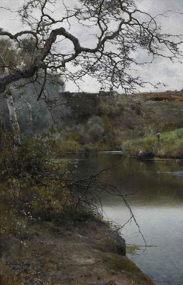Boating Along a Quiet River, Alcala, 1886 by Emilio Sanchez-Perrier (Spanish, 1855 - 1907)