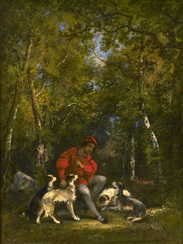 Page et Chiens (Page and his Dogs) by Narcisse Virgile Diaz de la Pena (French, 1807 - 1876)