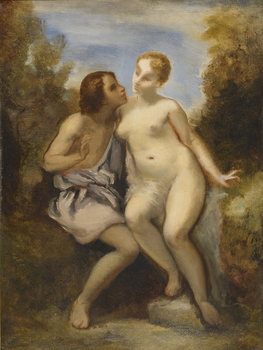Venus and Adonis by Narcisse Virgile Diaz de la Pena (French, 1807 - 1876)