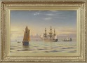 A Frigate, Calm Seas, 1867 by Christian Frederic Eckardt (Danish, 1832 - 1914)