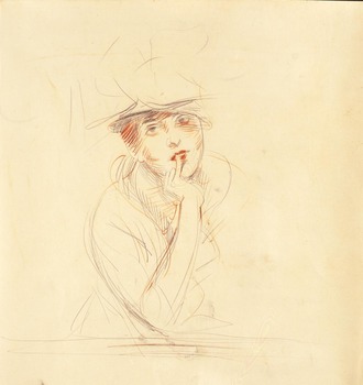 Jeune Femme au Chapeau (Mlle. Kelly) by Paul César Helleu (French, 1859 - 1927)