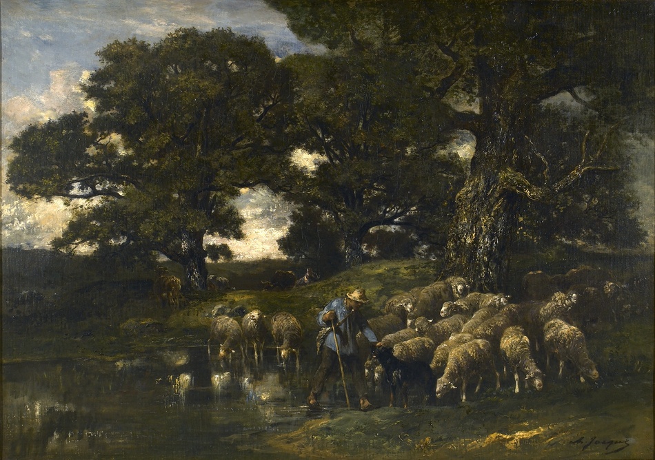 Shepherd and his Flock by Charles Jacque (French, 1813 - 1894)