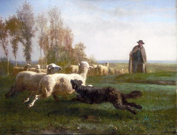 Rounding up the Sheep by Constant Troyon (French, 1810 - 1865)