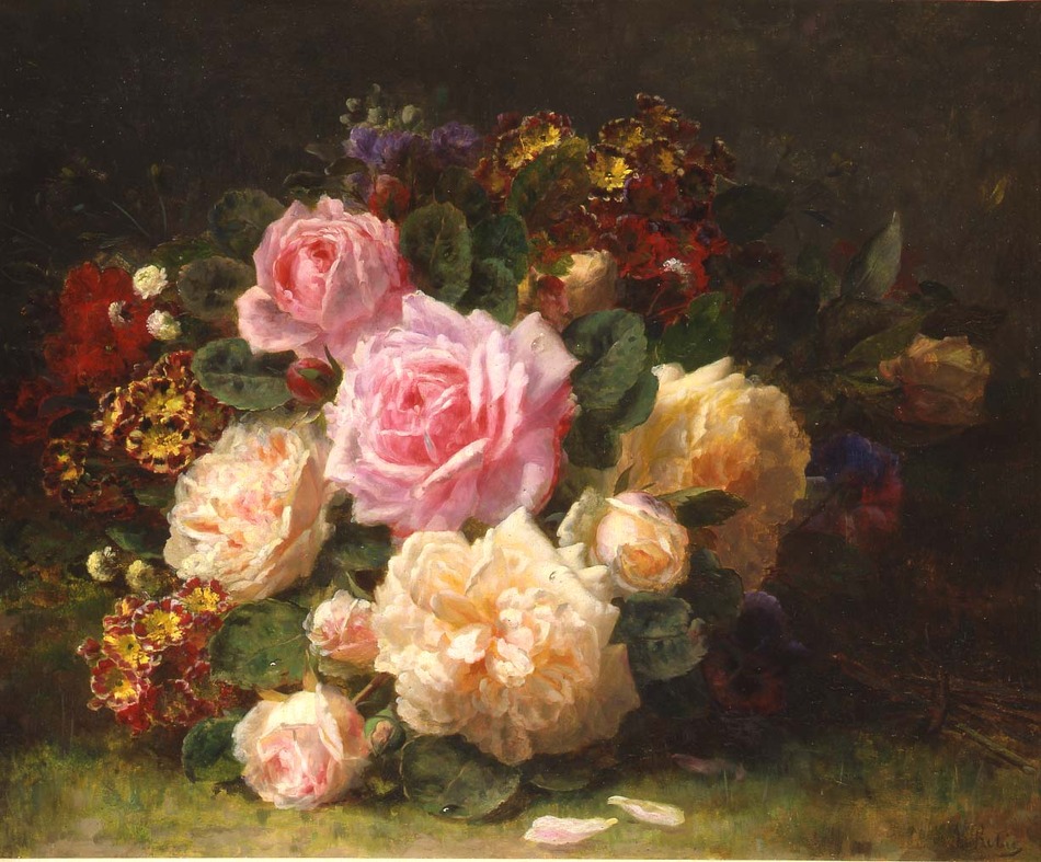 Still Life with Roses by Jean-Baptiste Robie (Belgian, 1821 - 1910)