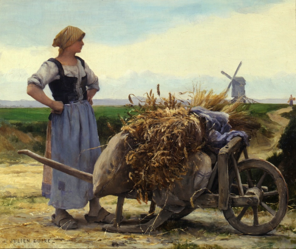 Woman with a Wheelbarrow by Julien Dupré (French, 1851 - 1910)