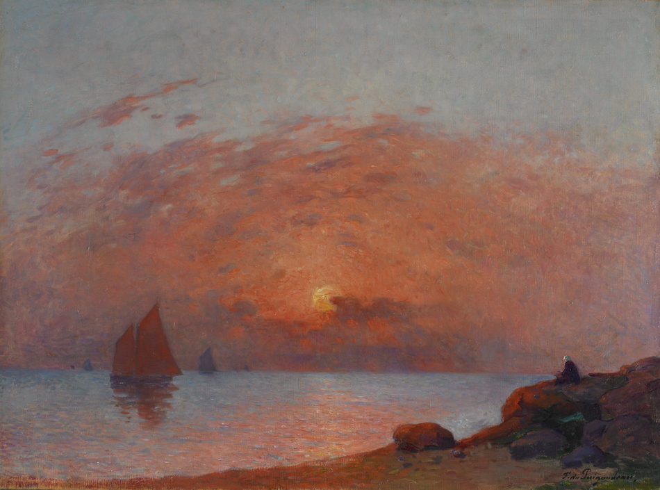 Voiliers au Soleil Couchant by Ferdinand Loyen du Puigaudeau (French, 1864 - 1930)