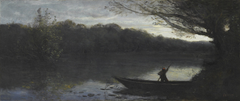 Batelier abordant à la Rive, Le Soir (Boatman approaching the shore, Evening) by Jean-Baptiste-Camille Corot (French, 1796 - 1875)