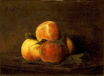 Quatre Pêches sur une Table (Four Peaches on a Table), 1874 by Henri Fantin-Latour (French, 1836 - 1904)